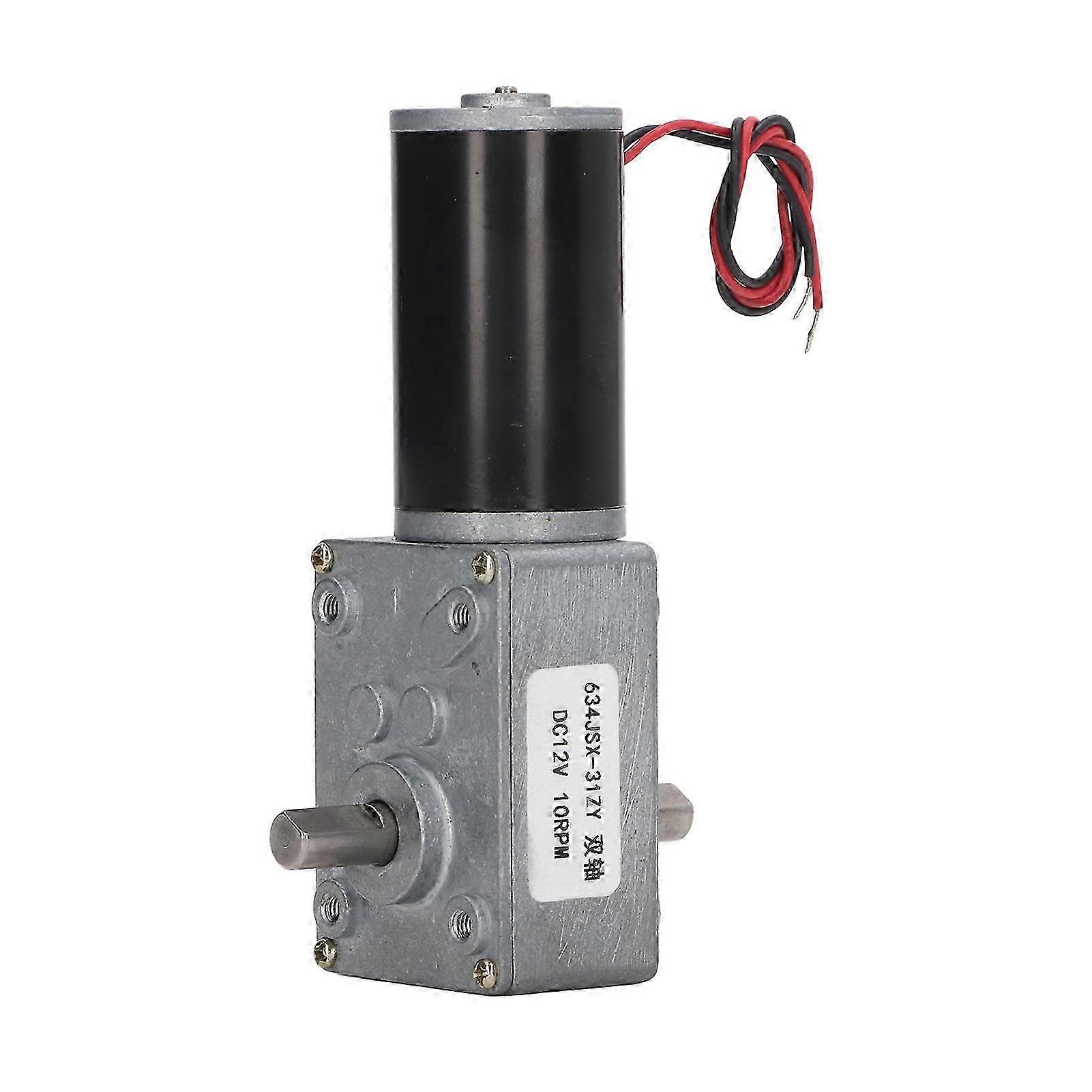 Gear Motor Dual Shaft DC 12V Self Locking Speed Reduction CW CCW Worm Geared 10RPM_Dec