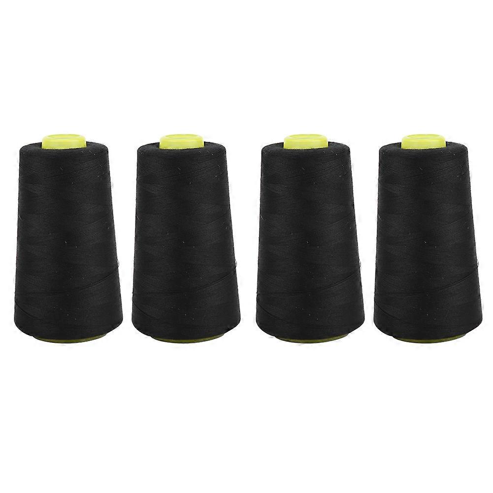 4PCS υψηλής ποιότητας νήμα πολυεστέρα που ράβει το νήμα βελόνων εξαρτημάτων μηχανών 3000 μ. για τα ρούχα (μαύρο)
