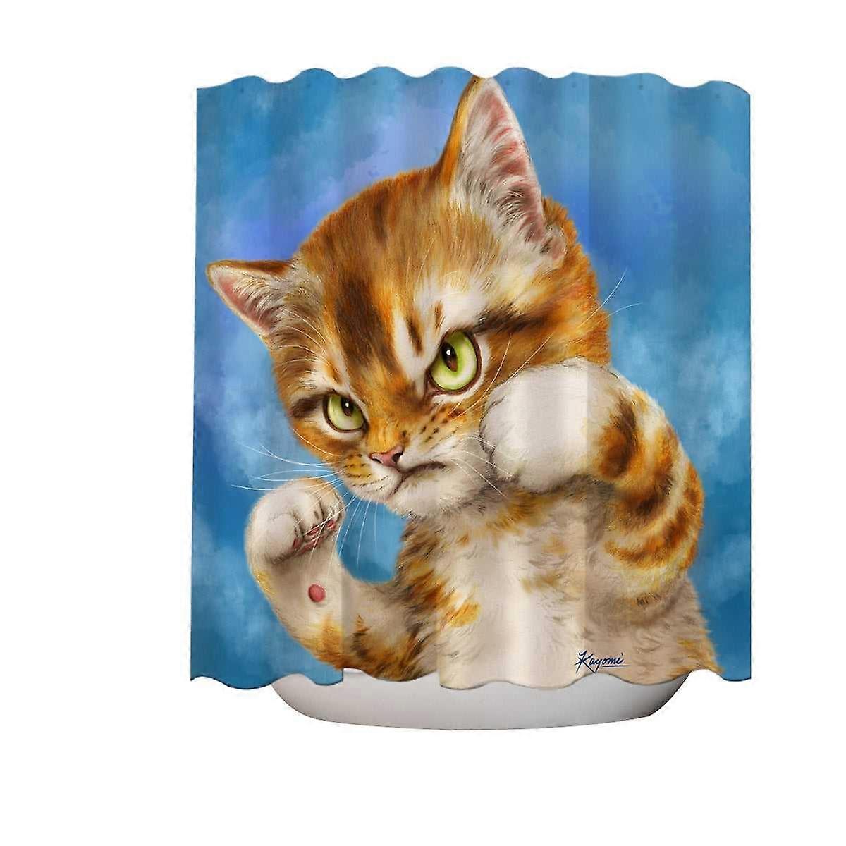 Cool Cat Designs the Fighter Kitten Shower Curtain