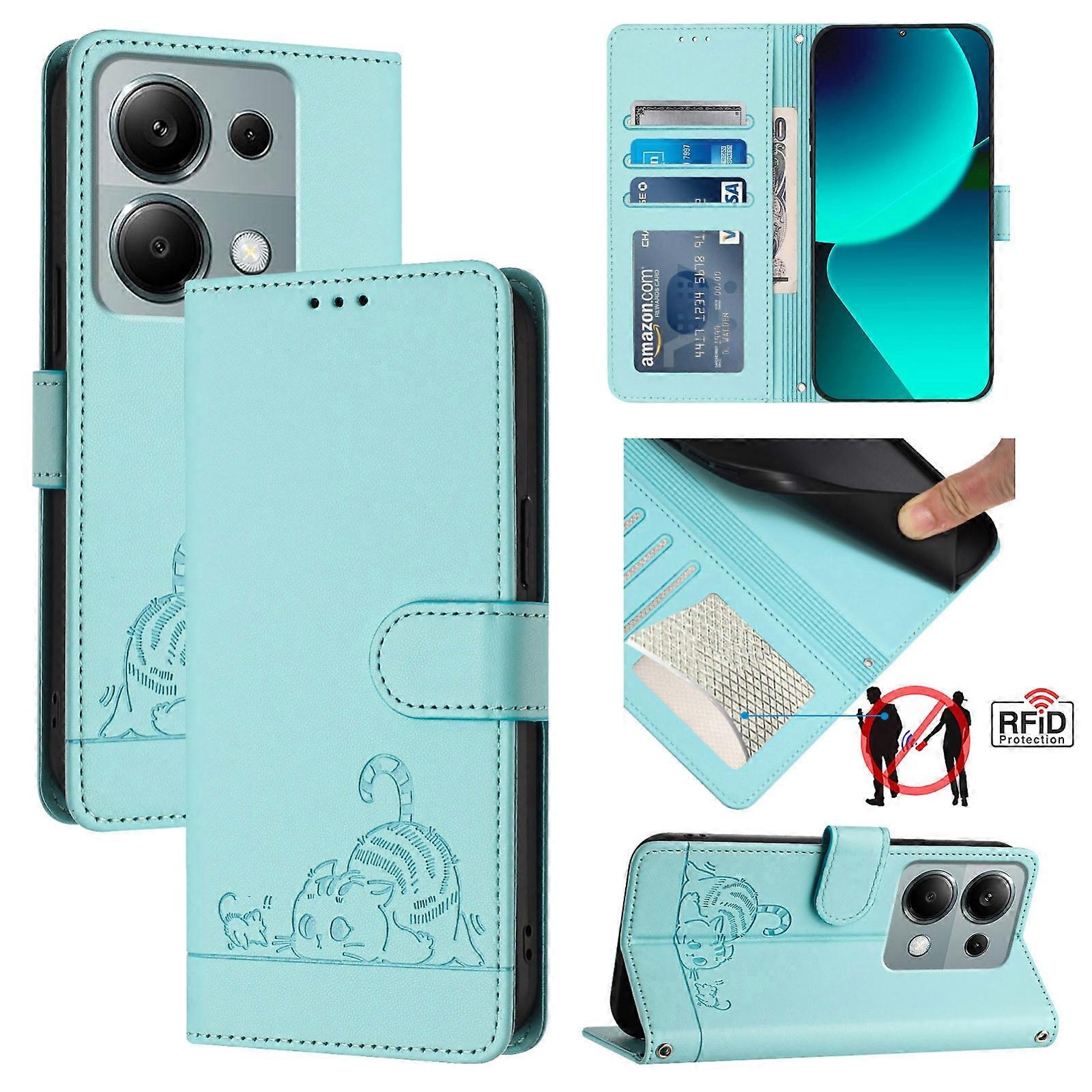 Cat Pattern PU Case For Xiaomi POCO M6 Pro 4G