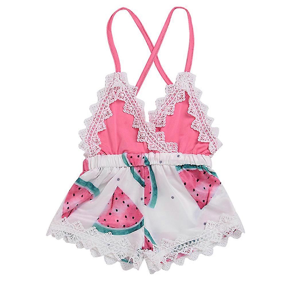 Baby Girls Print Jumpsuits Strappy Backless Soft Breathable Rompers for Summer