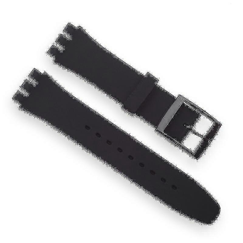 블랙 스와치 시계 밴드 - 실리콘 스트랩, 17mm/19mm/20mm, 블루 버클