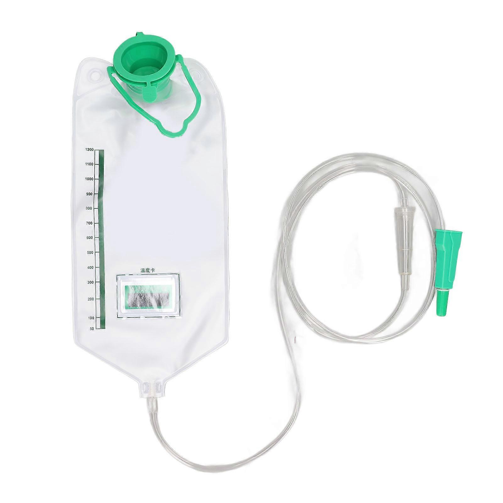 Enema Bag Kit Reusable Large Capacity Home Enema Bag for Colon Cleaning 1200ml with 10 Tube Head