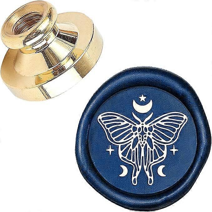 Moth Moon Magic Wax Seal Stamp Head Only Replacement 25mm Vintage Butterfly Flying Sealing Wax Stamp Heads No Handle for Halloween Envelopes Cards Inv