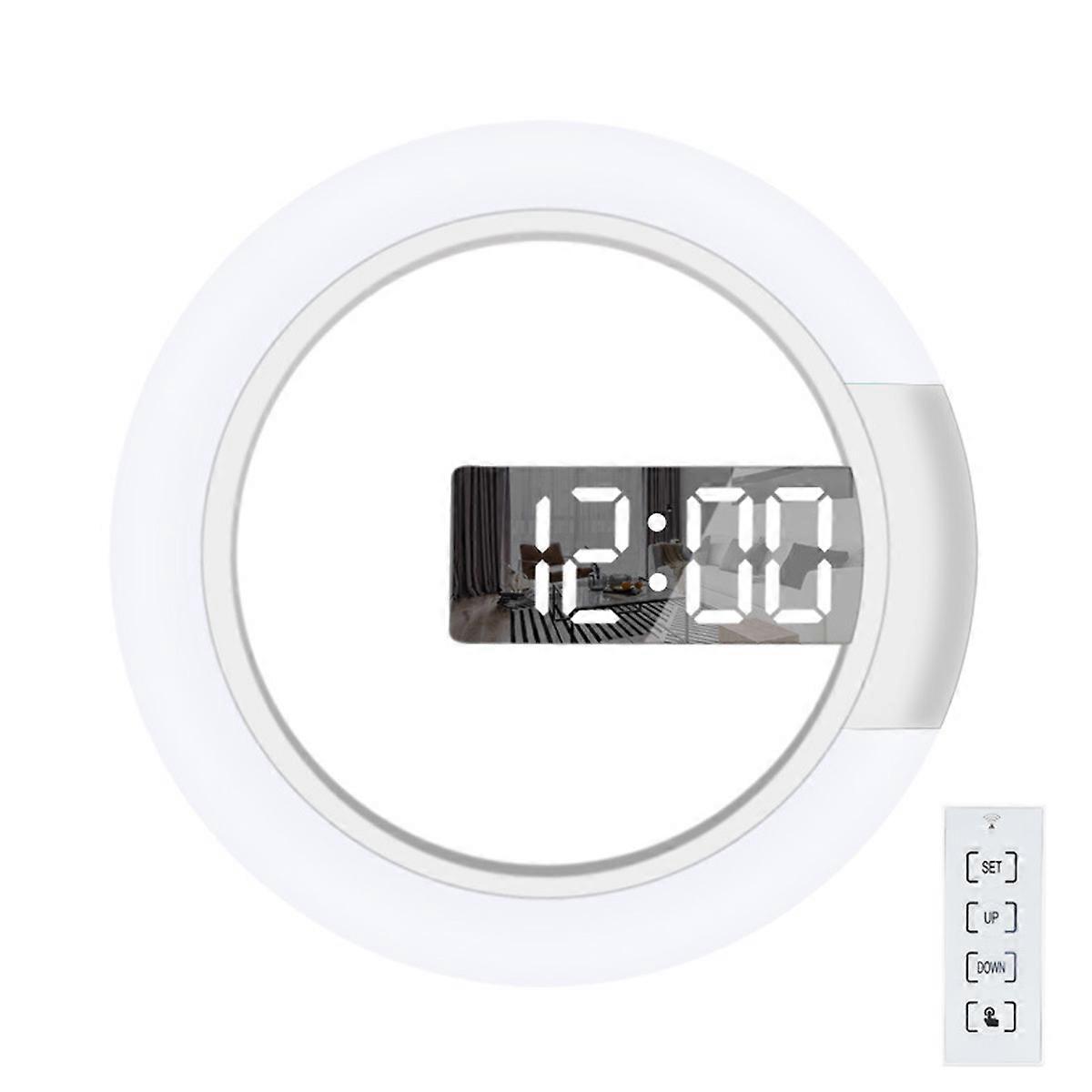 LED wall clock, creative remote control, digital clock, hollow mirror, temperature