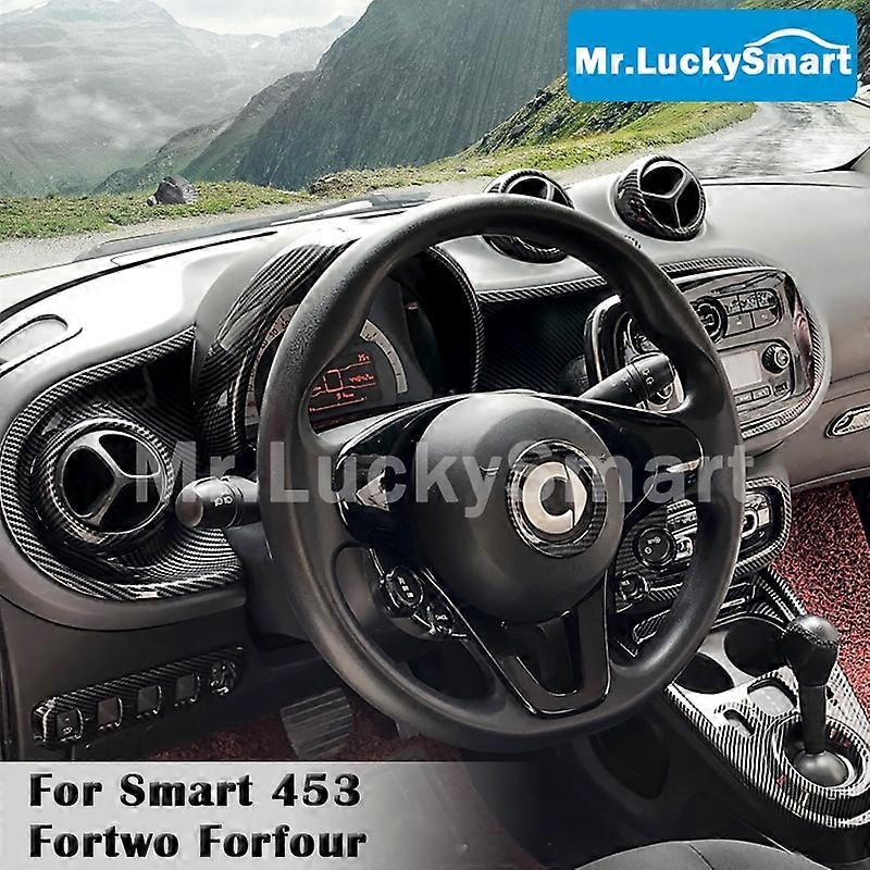 KUNGKIC Fibra Di Carbonio Per Auto, Telaio Del Freno A Mano, Autoadesivo, Per Interni, Compatibile Con Mercedes Benz Smart 453 Fortwo Forfour - 3