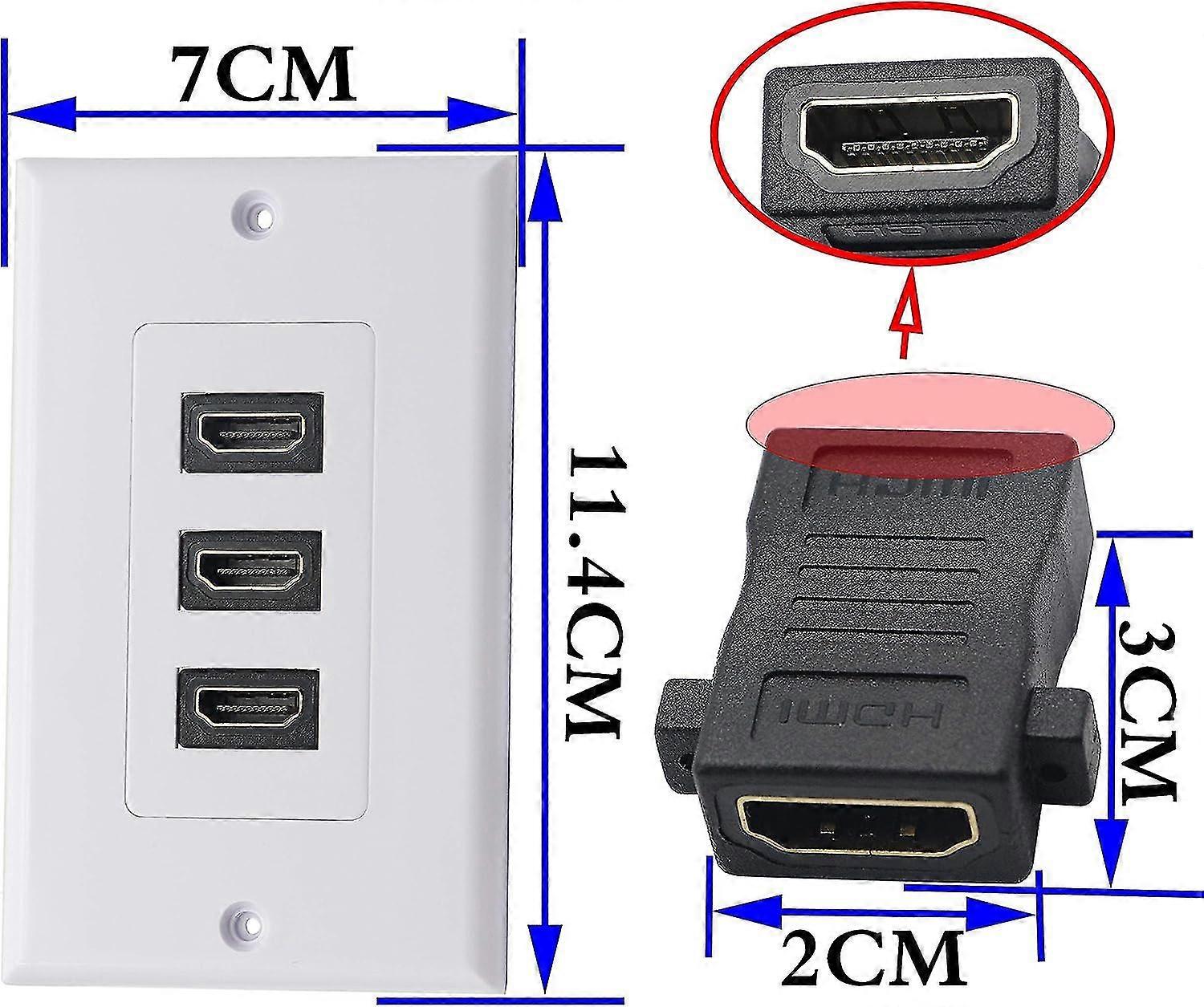 New Models3 Port Hdmi 2.0 Wall Plate Component Hdmi Component Composite Audio Wall Mount Socket, Support 4k 60hz 1080p Perfect For Projector And Home 