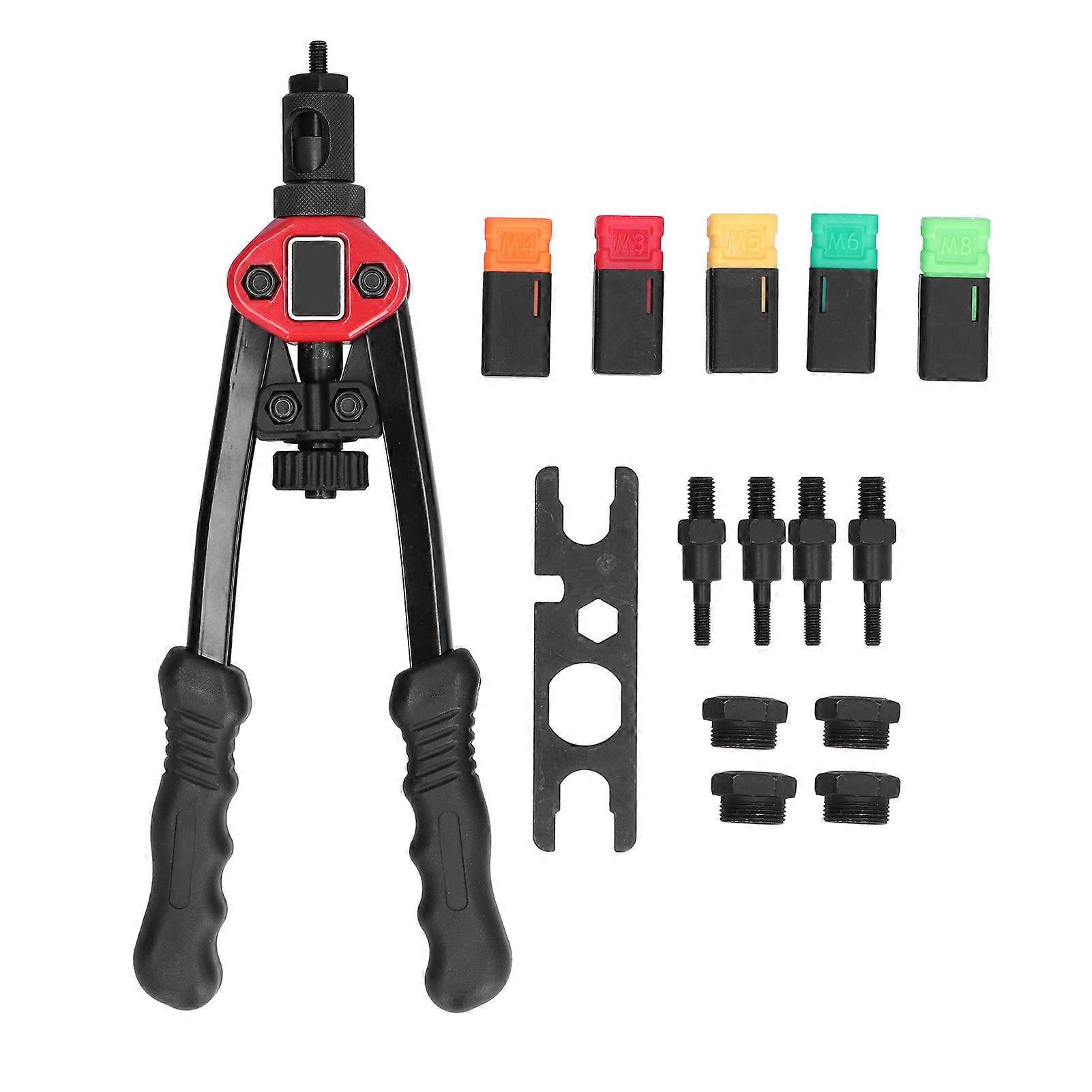 Rivet Nut Gun Stainless Steel Hand Riveting Tool with Tip M3 M4 M5 M6 M8 Nut Kit BT?606