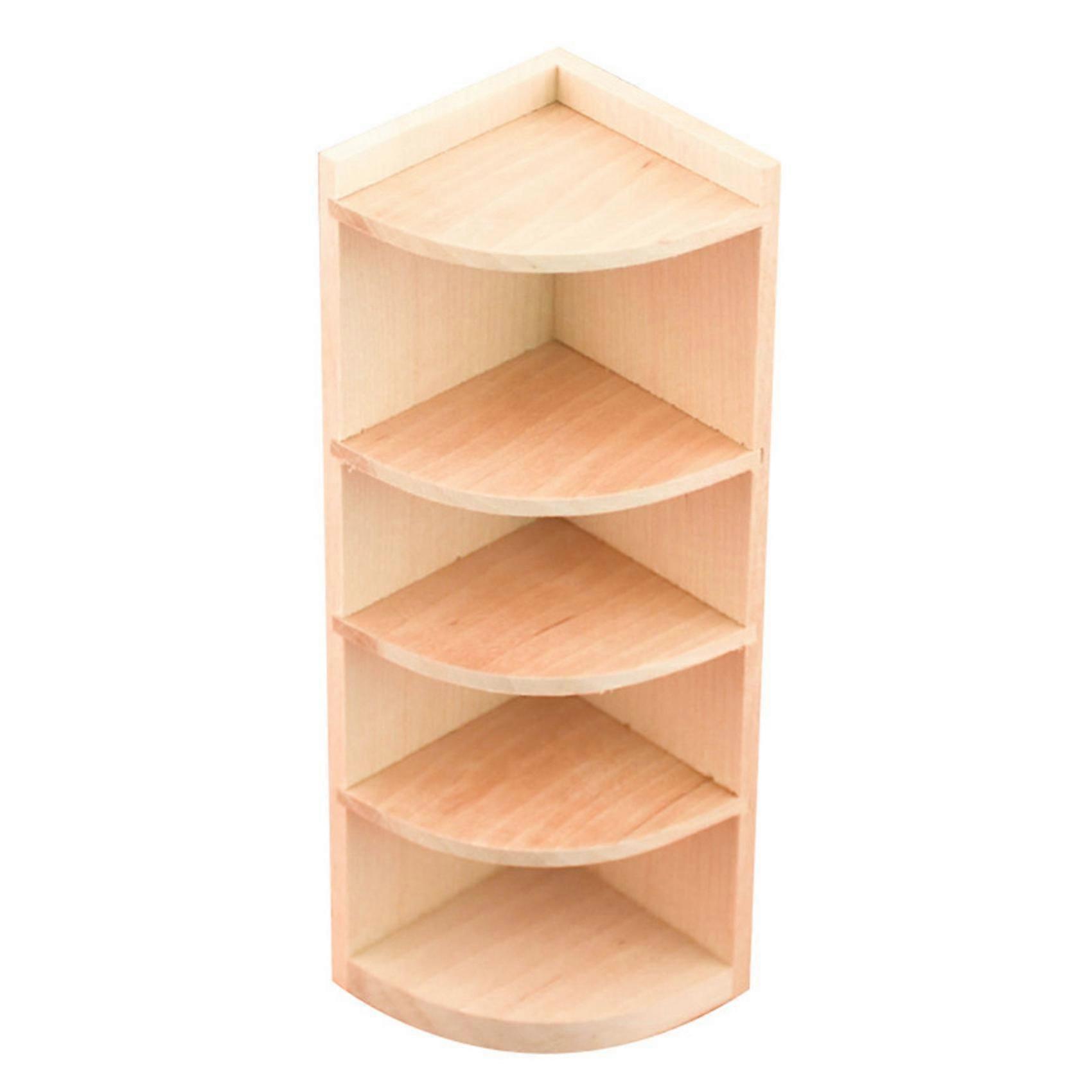 Dollhouse Miniature Wooden Multi Layer Storage Corner Cabinet Model