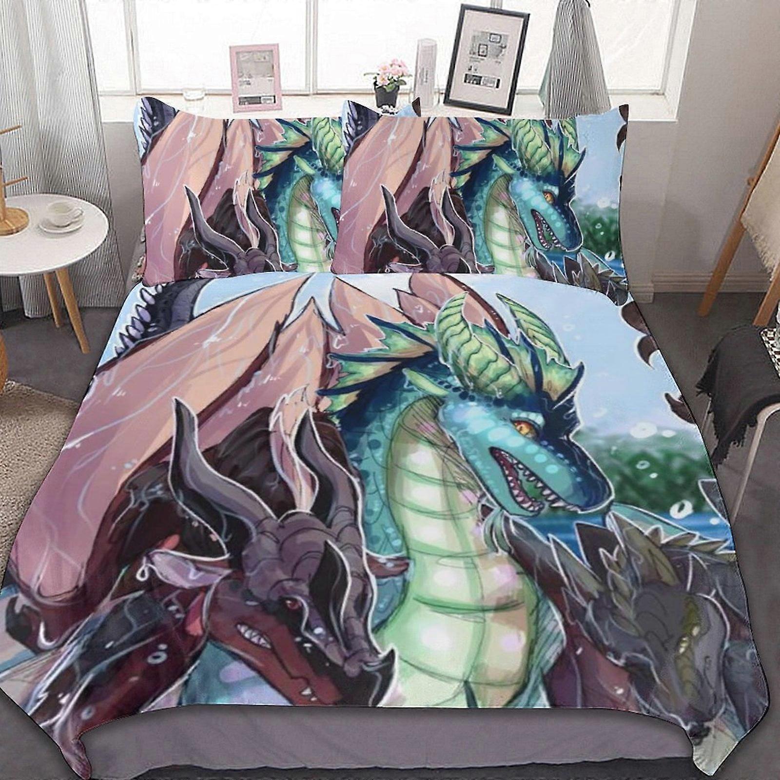 d360 Wings Of Fire Dragon WOF 3 Peças Conjuntos de Cama Conjuntos de Edredom Macio Decoração Presentes de Quarto Com 1 Capa de Edredom 2 Fronhas fv360