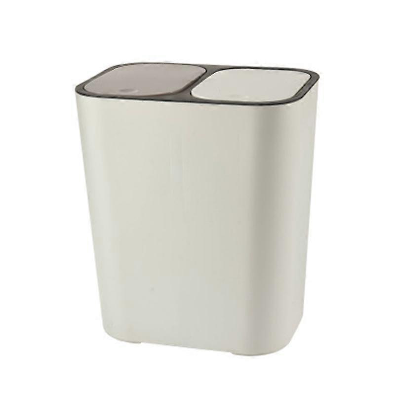 Trash Can Rectangle Plastic Push-Button Dual Compartment 12liter Recycling Waste