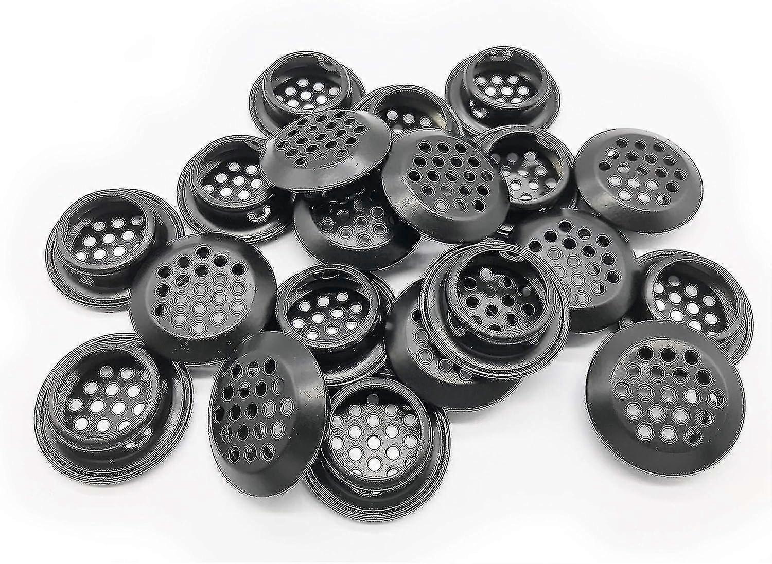 20pcs prese d'aria 25mm circolare di sfiato sfiato in acciaio inossidabile rotonda sfiato mesh foro feritoia per cucina armadio bagno armadio (nero)