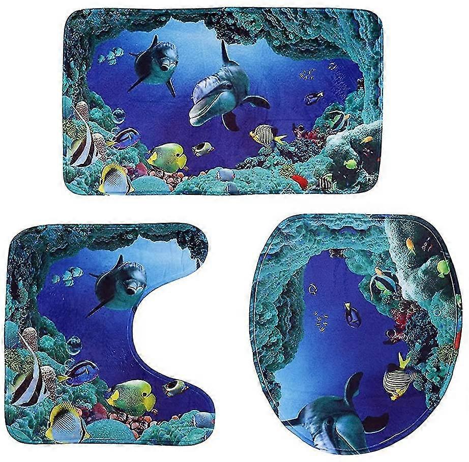 3-piece Bathroom Rugs - Ocean Pattern