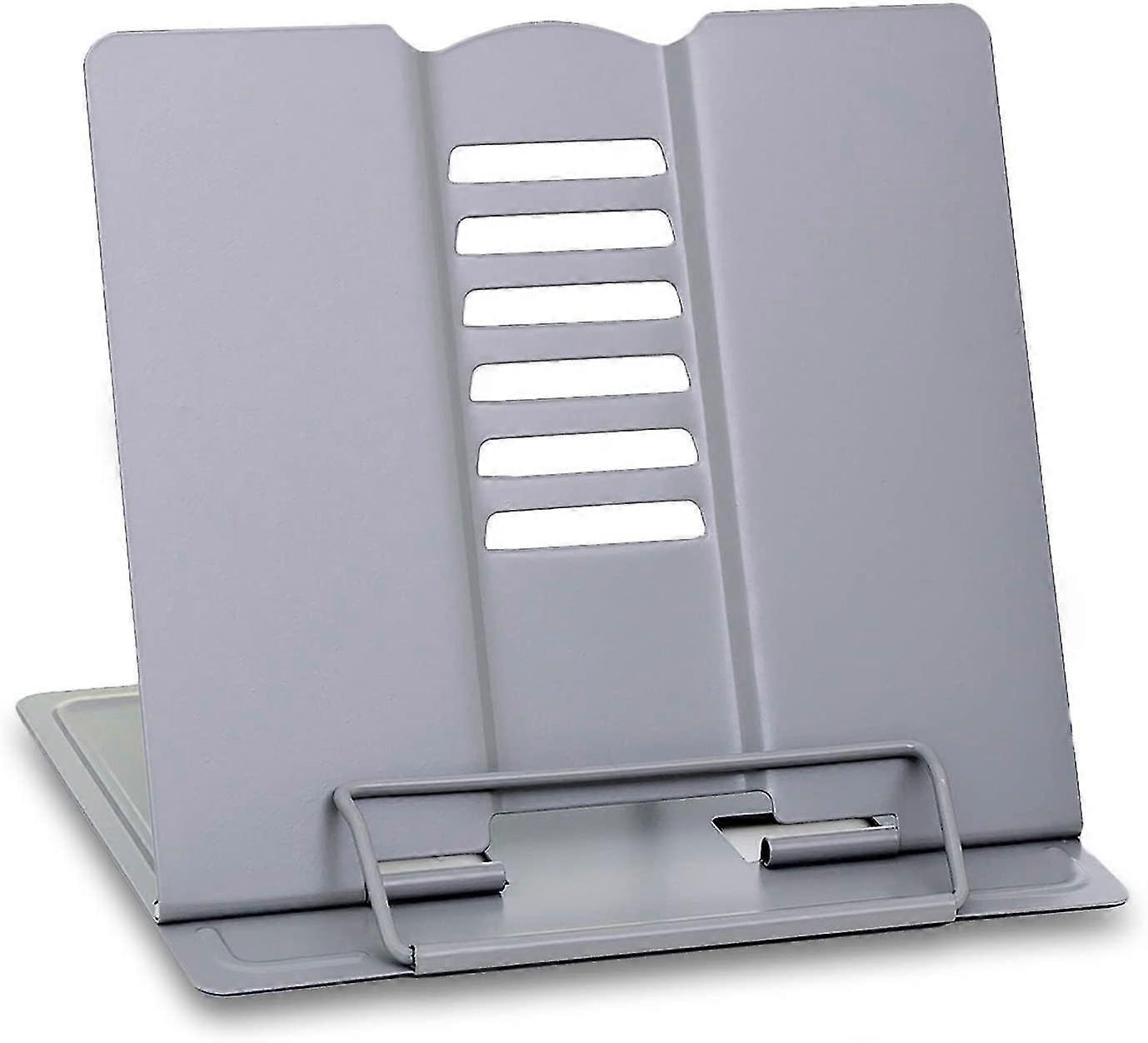 Metal Multi-function Portable Reading Rack With 6 Adjustment Levels For Kitchen And Office, Gray