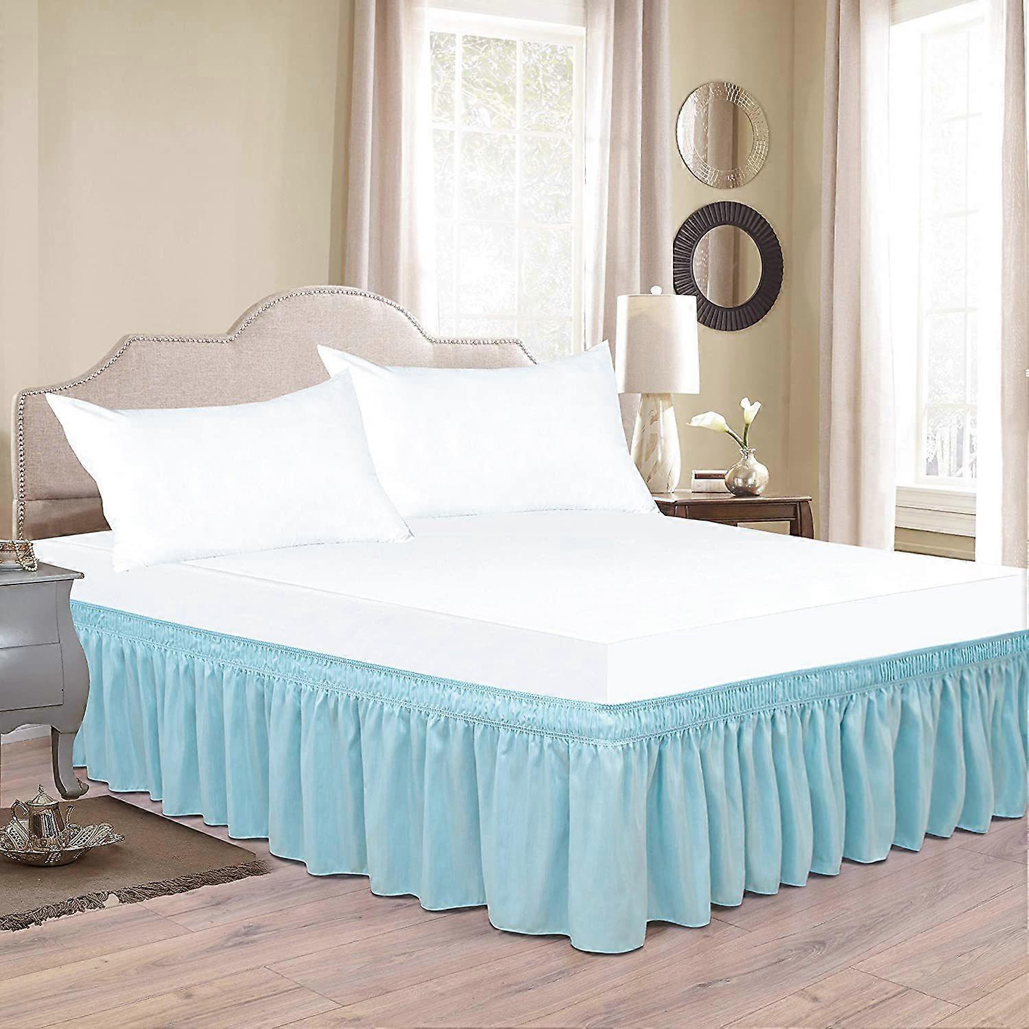 Ruffled Light Blue Full Bed Skirt