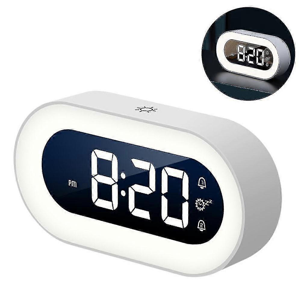 Bright Led Digital Alarm Clock With Snooze Function Student Bedside Luminous Electronic Clock (white)