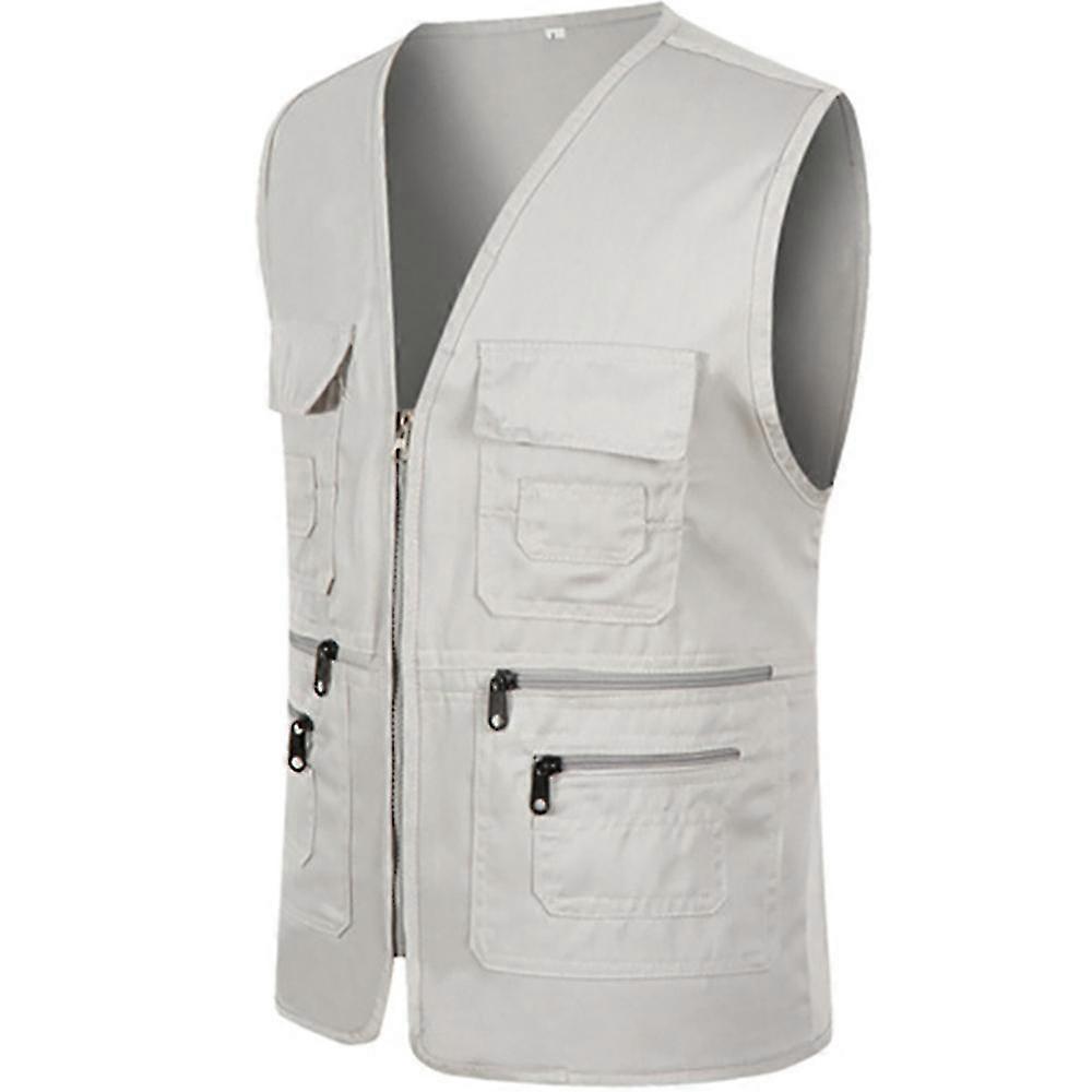 Mænd Multi-lomme Utility Vest Fiskeri Vest Vandreture Gilet Jakke Coat