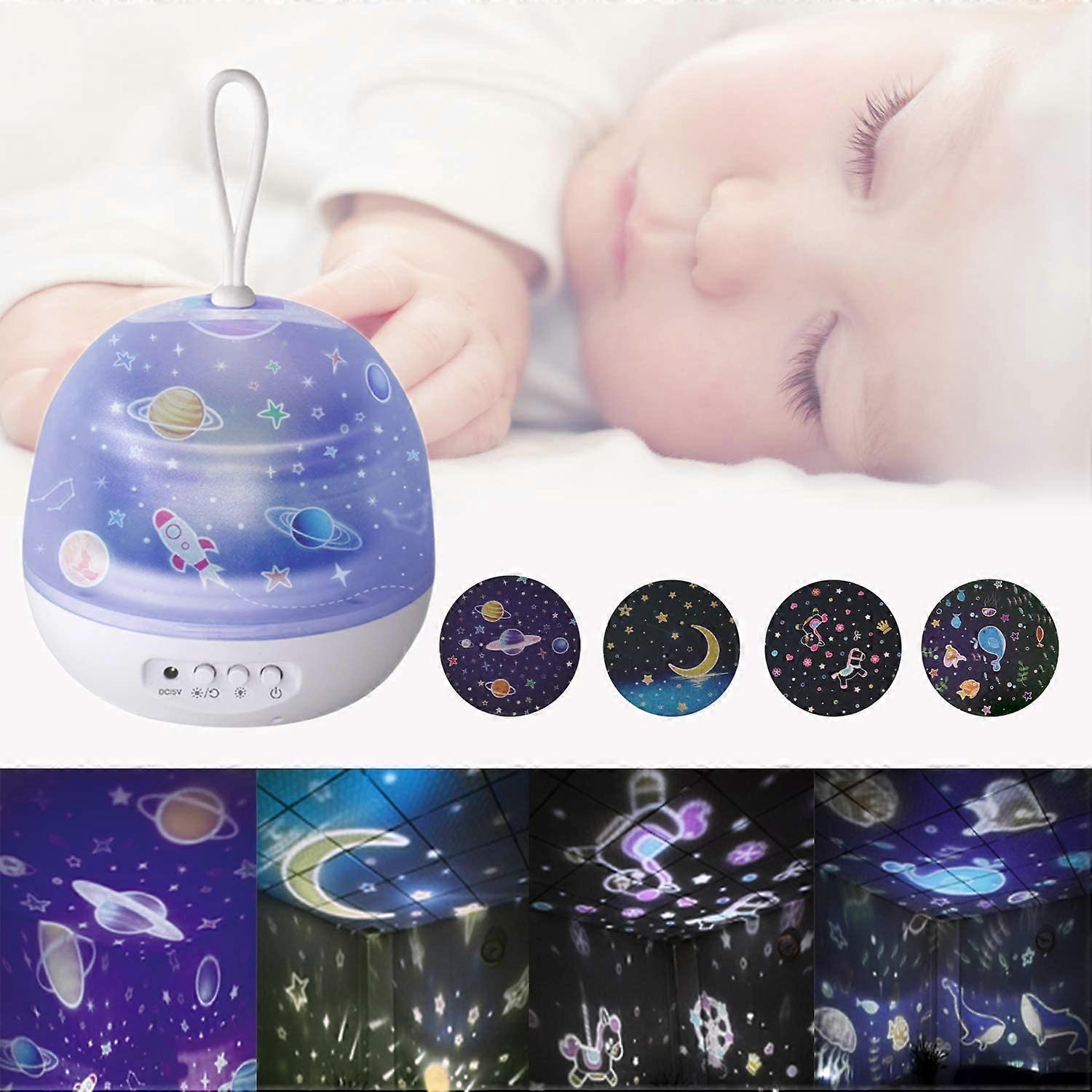 Projecto night lights for children, rotatable 360 degrees with 4 films 8 modes