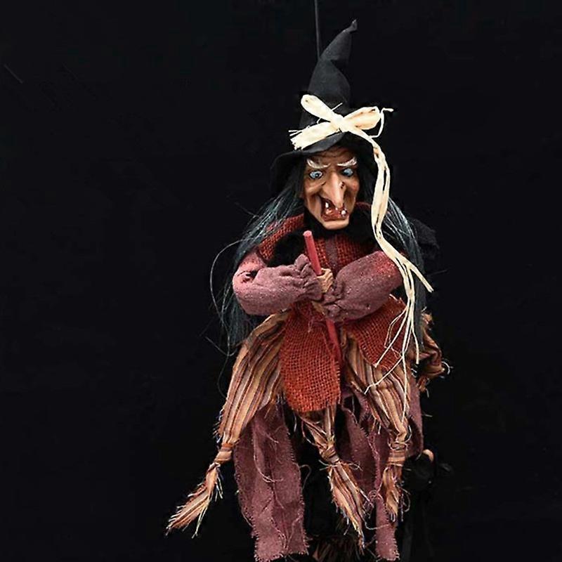 Halloween Outdoor Decorations Animated Witch, Flashing Red LED Eyes, Hanging Halloween Haunted House