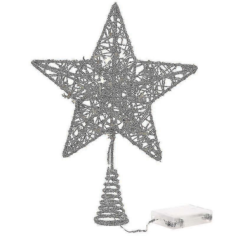 1 Pc Tree Topper Ornament Five-pointed Lighting Star Hanging Decor 30cm