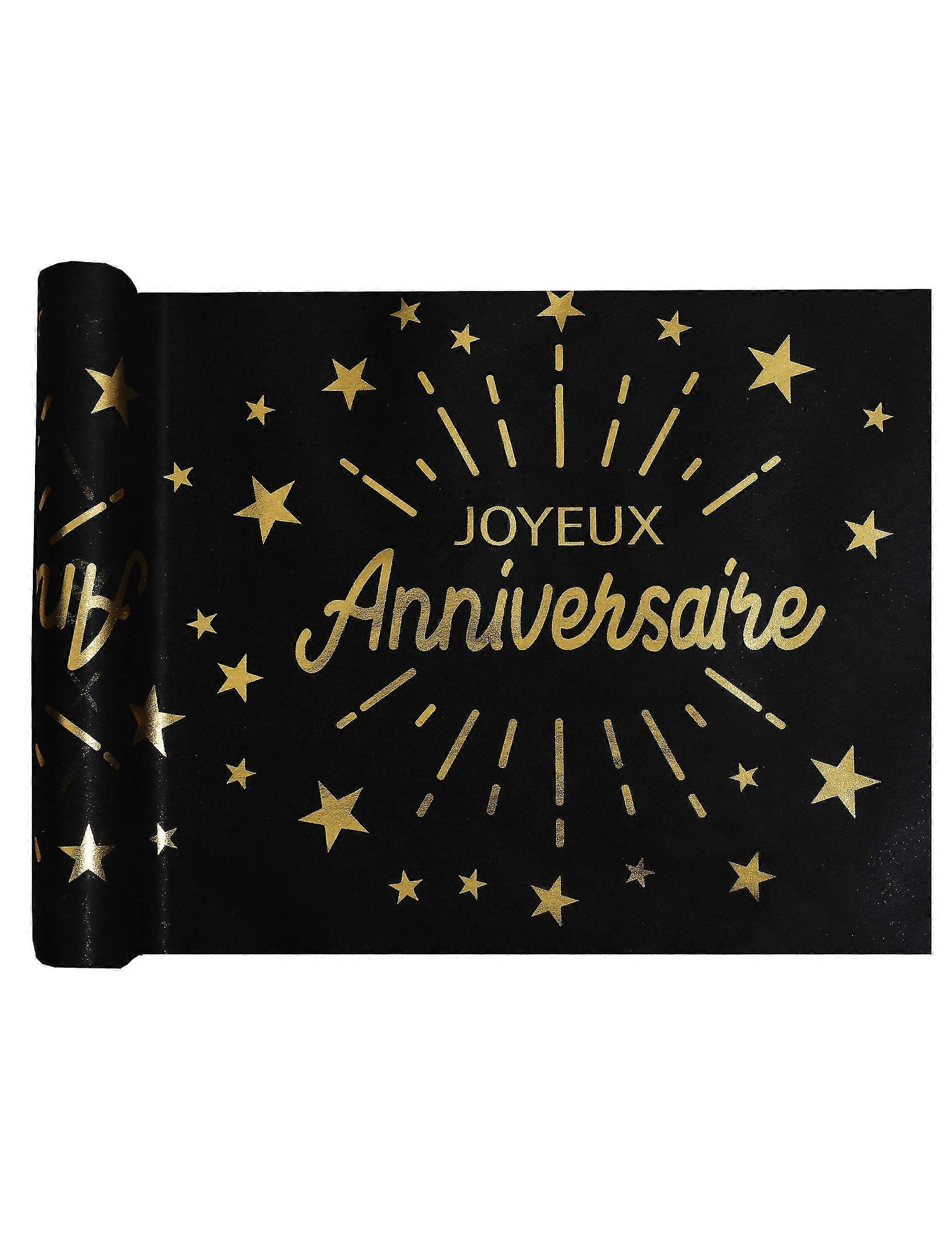 Chemin de table intiss anniversaire noir et or 5 m x 30 cm