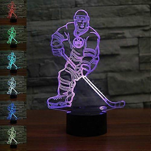 3D Hockey Player Night Light Lamp Illusion 7 Color Changing Touch Switch Lamps Cadou cu acrilic plat ABS Bază USB Cable Toy