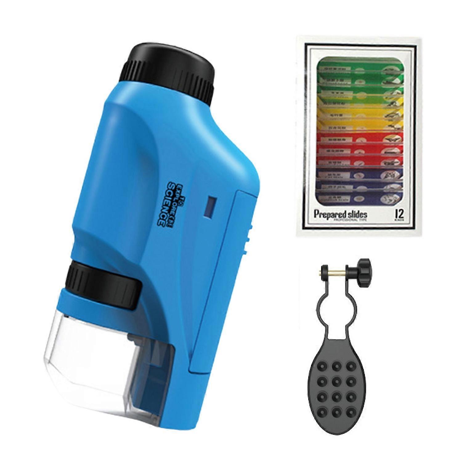 Kids Portable Microscope 60-120X Magnification Clear Lens Toddlers Mini Handheld LED Biological