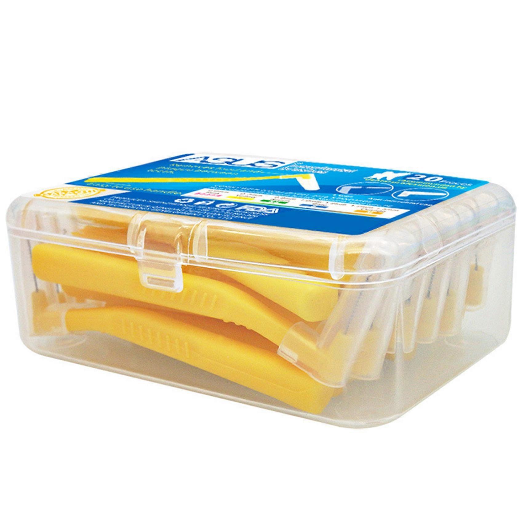 L Shape Push-Pull Interdental Brush 20Pcs/Box Oral Care Teeth Whitening Dental Tooth Pick Tooth Orthodontic Toothpick Toothbrush Yellow