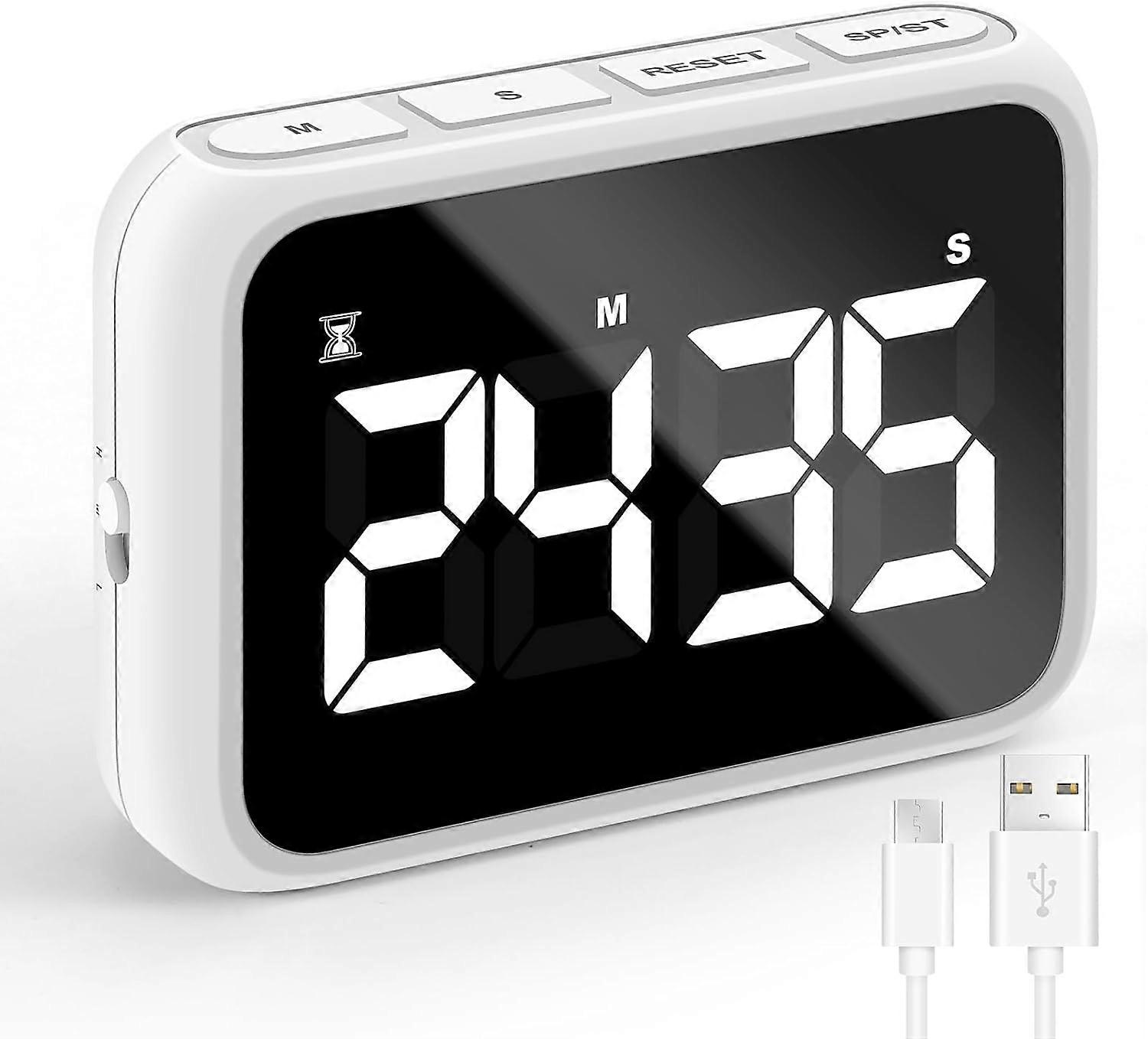 USB Rechargeable Loud Digital Kitchen Timer With Large LCD Display & Adjustable Loud Alarm - Digital Timer, Egg Timer