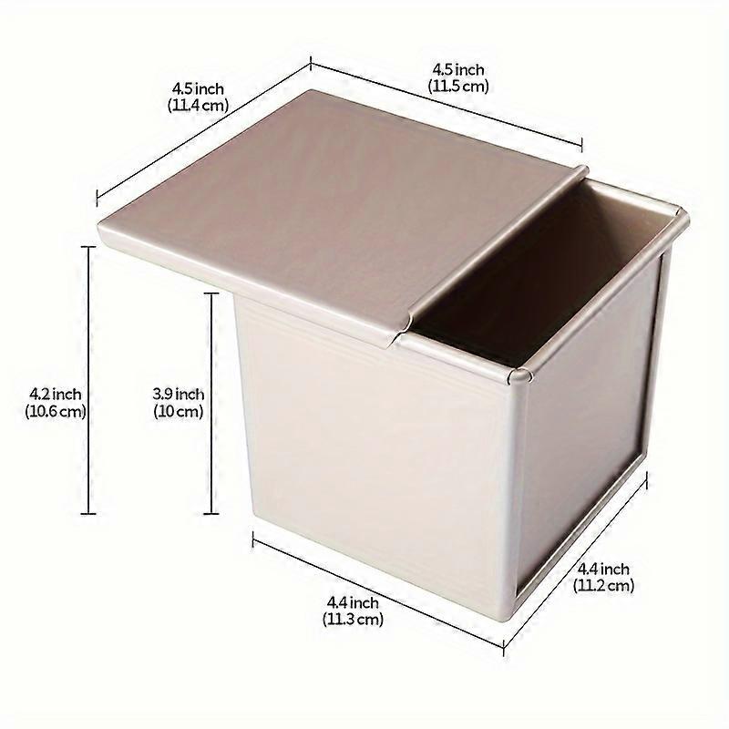 1pc, CHEFMADE Mini Pullman Bread Pan With Lid, 0.55Lb Dough Capacity Nonstick Rectangular Flat Toast Box Oven Suitable For Baking, With Cover, Corruga