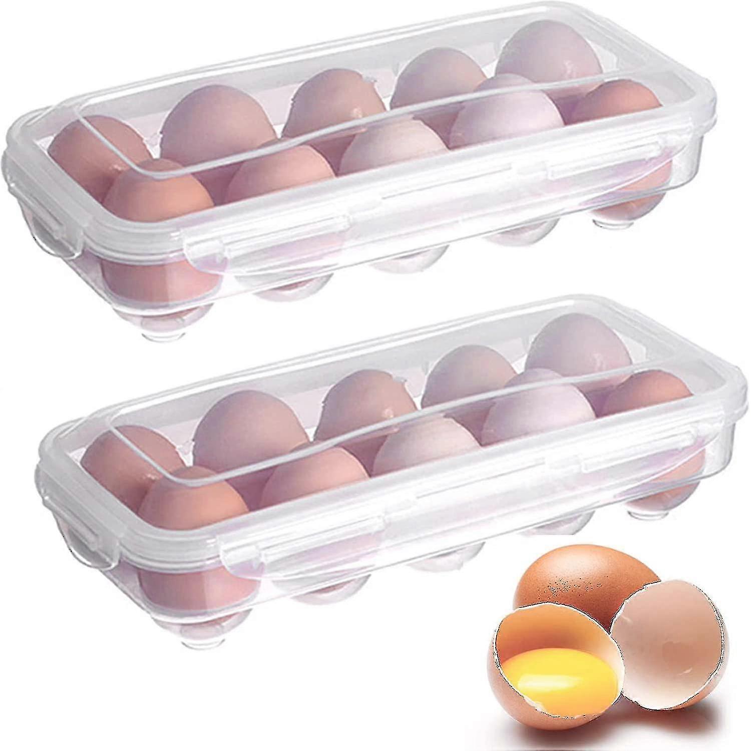 2 Pieces Frid Egg Box, Transparent Egg Box, Refrirator Egg Box With Lid, Stackable Egg H Compatible With 10 Eggs (transparent) PXCL