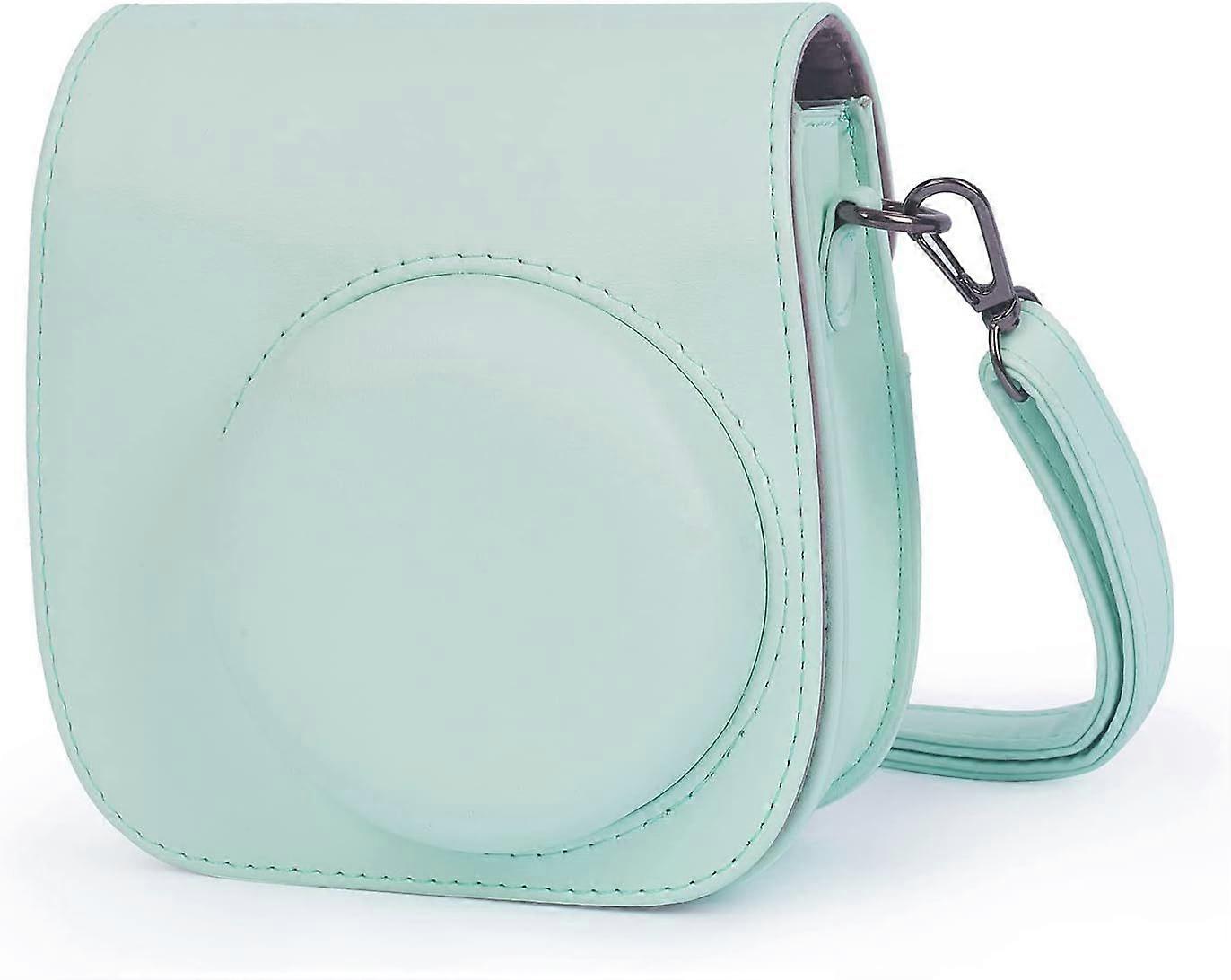 Camera Case for Instax Mini 12 Cameragreen, Camera Pouch Storage Bag Protective Smooth PU Leather with Shoulder Strap and Built-in Pocket, Instant Cam