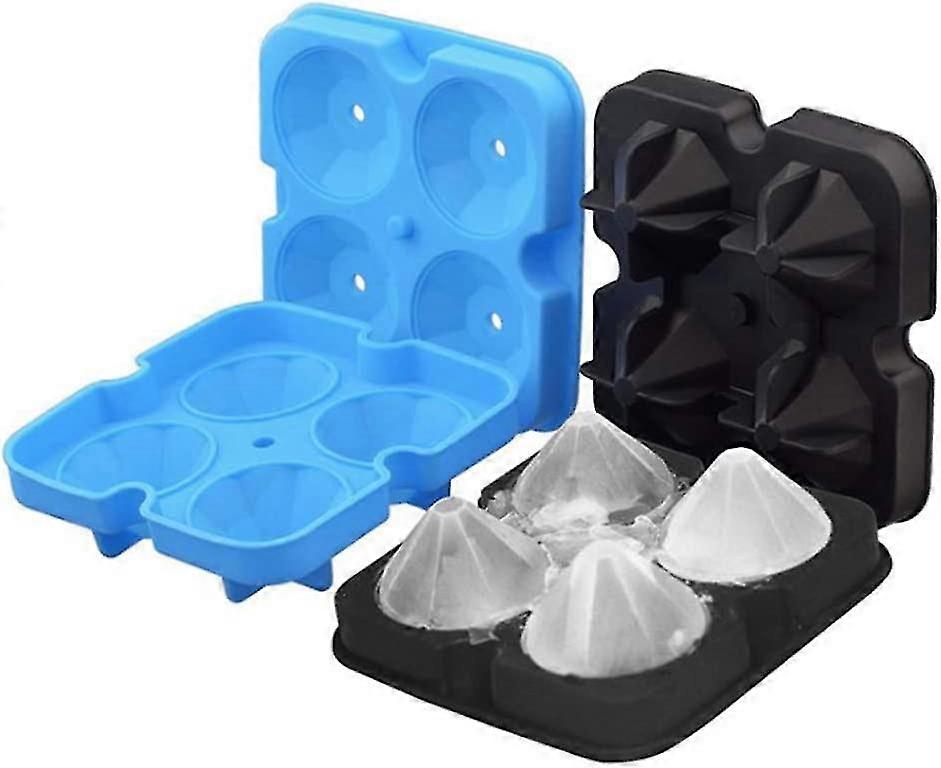Ice Cube Tray, Large Size Silicone Ice Cube Mold With Lid, Silicone Ice Maker Mold, 3d Diamond Food Grade Ice Cube Mold For Freezing Whiskey Coc