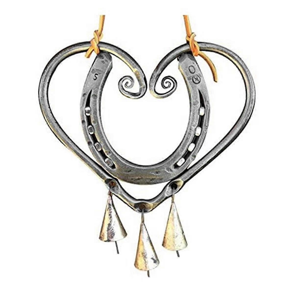 Lucky Love Wind Chime with Steel Nails, Horseshoe Retro Wind Chime, Heart Shaped Wind Chimes for Ga