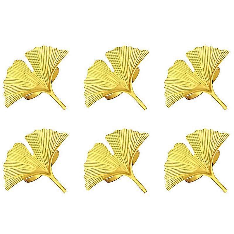 Napkin Rings Set of 6,Ginkgo Leaf Napkin Rings Wedding Gold Napkin Buckle for Thanksgiving Table De