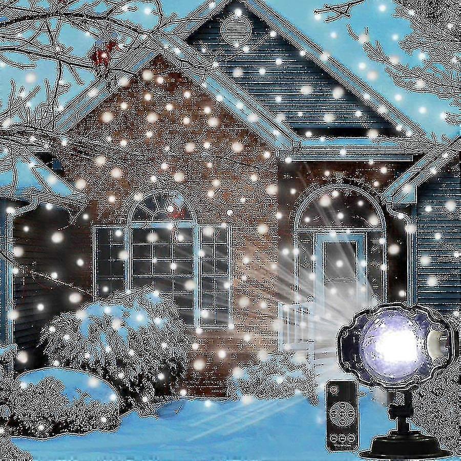 Utendørs jul snøfall laserprojektor lys bevegelig snøfall ferie projektor lampe ledet scenelys for hage patio c