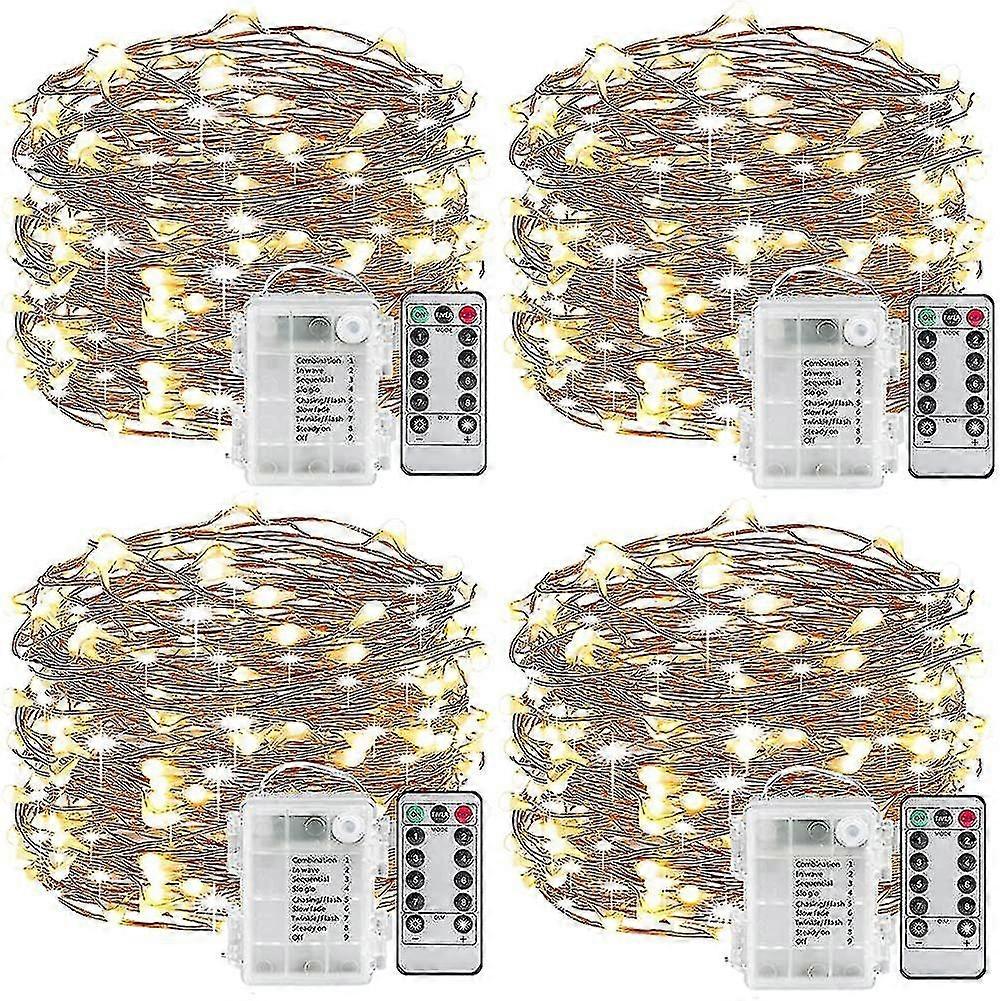 Battery-operated String Lights. 4 Pack 3 * Aa Battery Powered Copper Wire Remote Control Timer Waterproof Led Firefly Lights