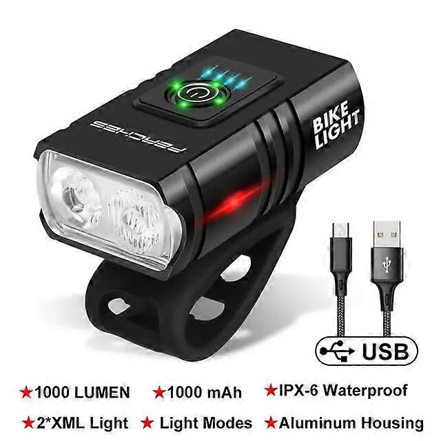 Bicycle Parts T6 LED Lanterna Bicicleta 1000 Lumen Rechargeable Light Bicycle Front Light MTB Road Mountain Bike Headlight Cycling Flashlight