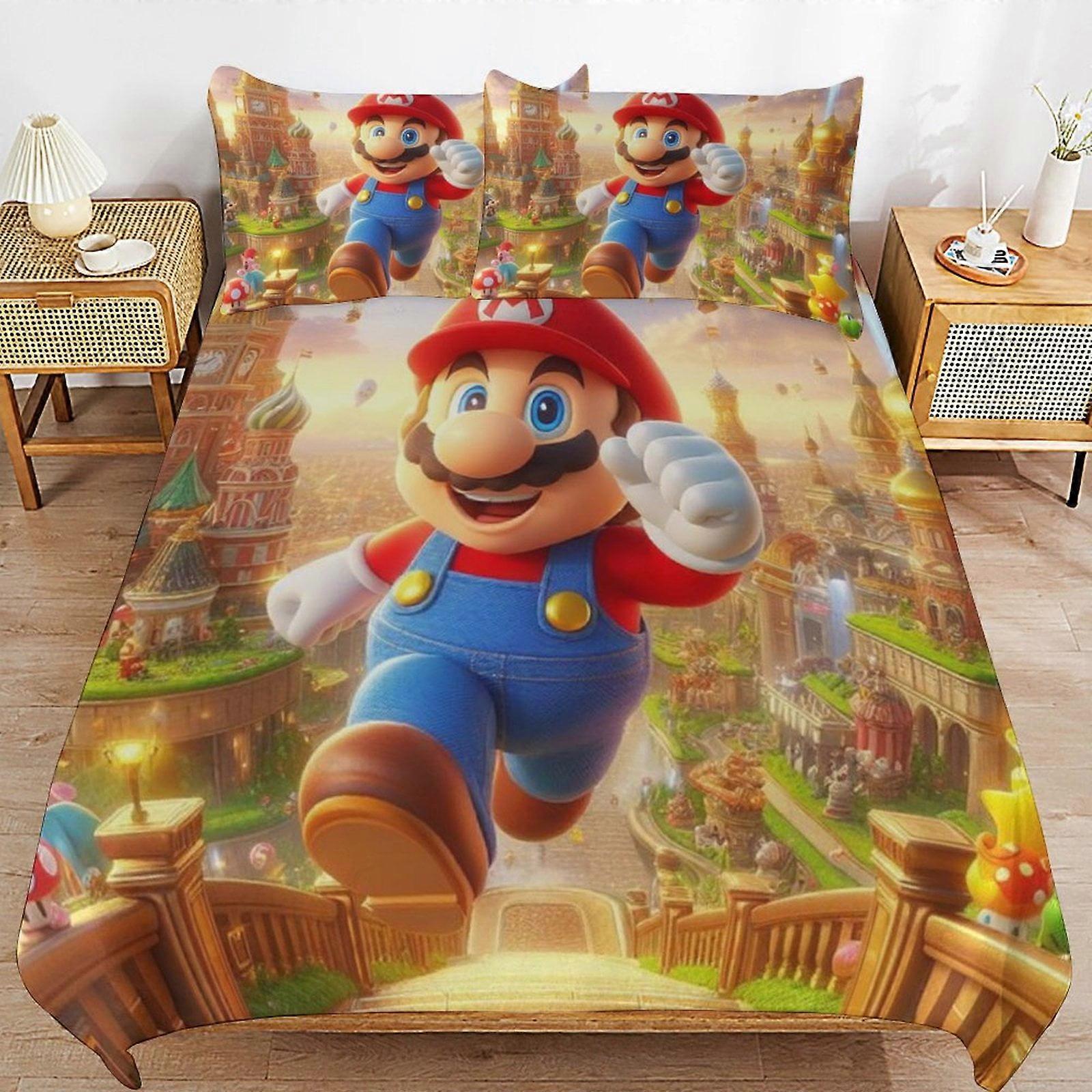 Bedding set JP64 Super Mario 3-Piece Comforter,Super Mario Bedding Set, Soft Microfiber Duvet Cover Set with Zipper Closure TH64
