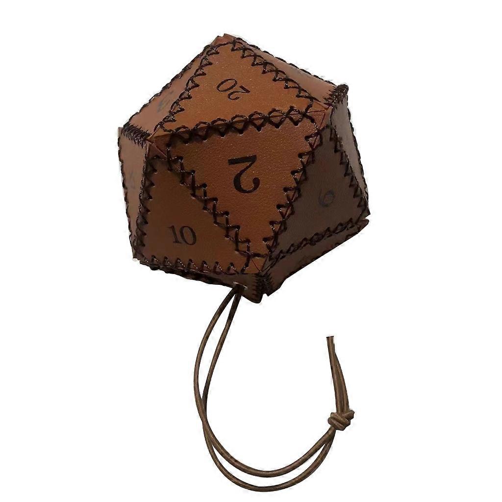 Polygonal Dice Bag PU Leather Drawstring Pouch for Tabletop Roleplaying Game