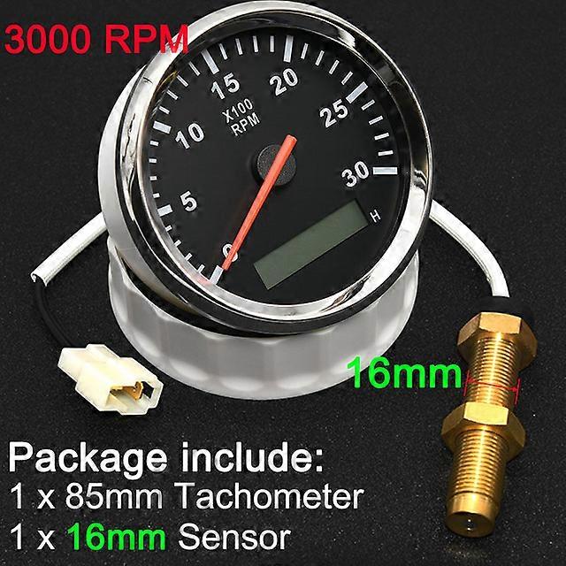 85mm Diesel Engine Tachometer Kit 0-3000RPM W/ Tacho Adapter & Signal Sensor