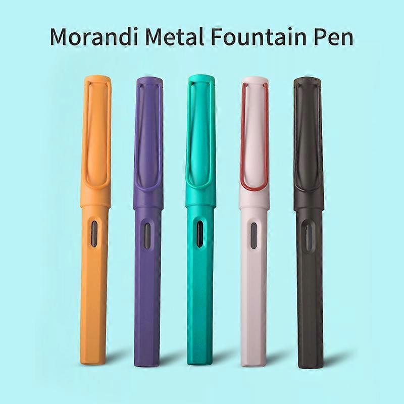 Fountain Pen with Ink Cartridge Morandi Metal Pen Case Iridium Pen Tip Appearance 0.38mm Nib Smooth Flow for Note Taking Drawing Calligraphy Art