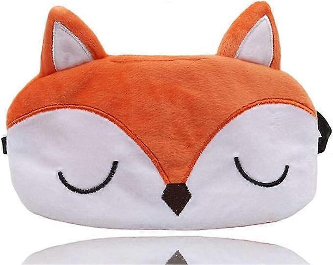 Animal Sleep Eye Mask Cute Funny 3D Soft Fluffy Cartoon Eye Mask for Sleeping Travel Breathable Eye Mask Kids Adults Women Fox Orange