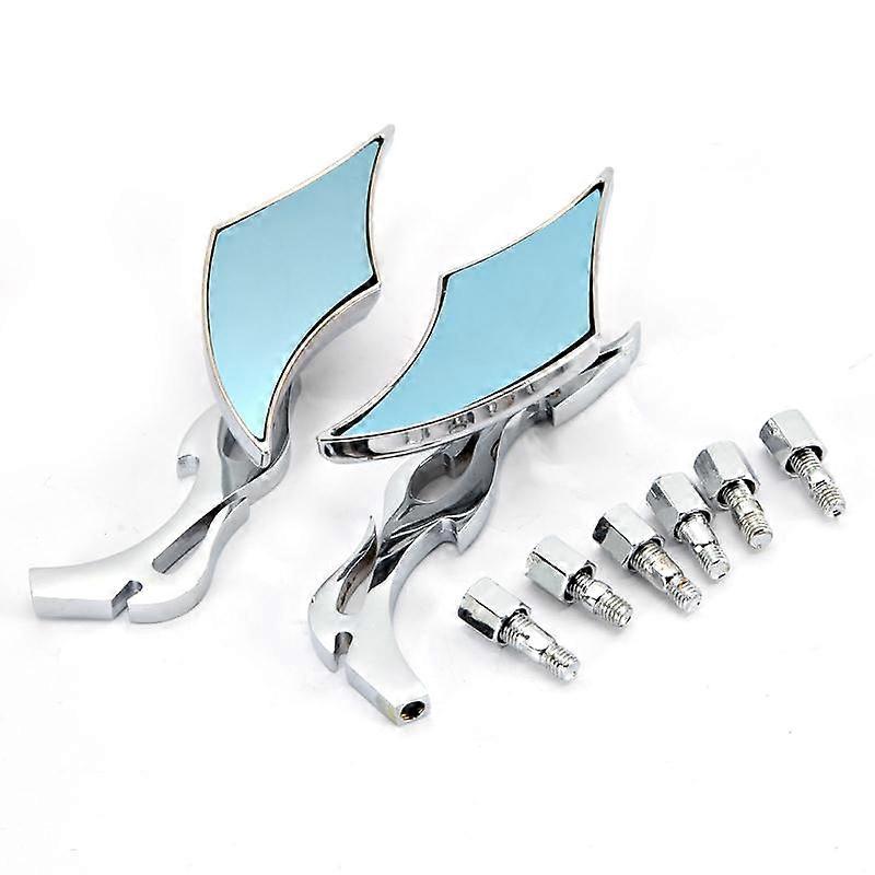 Chrome Flame Skull Rearview Mirrors For Harley Motorcycle Cruiser Chopper Custom