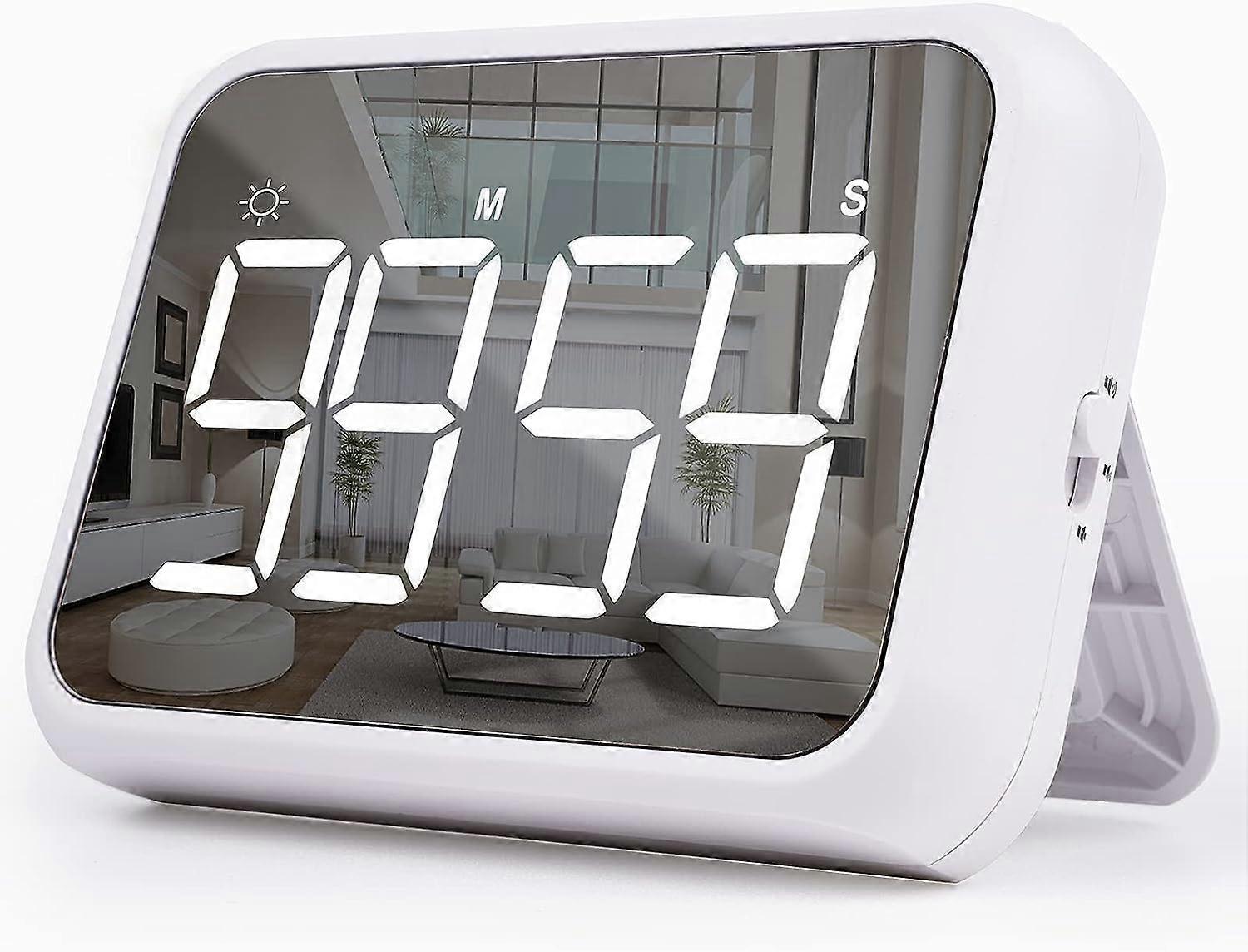 Kitchen timer (white), 4" digital classroom timer for children, large magnetic LED countdown timer with continuing light function for classrooms, quie