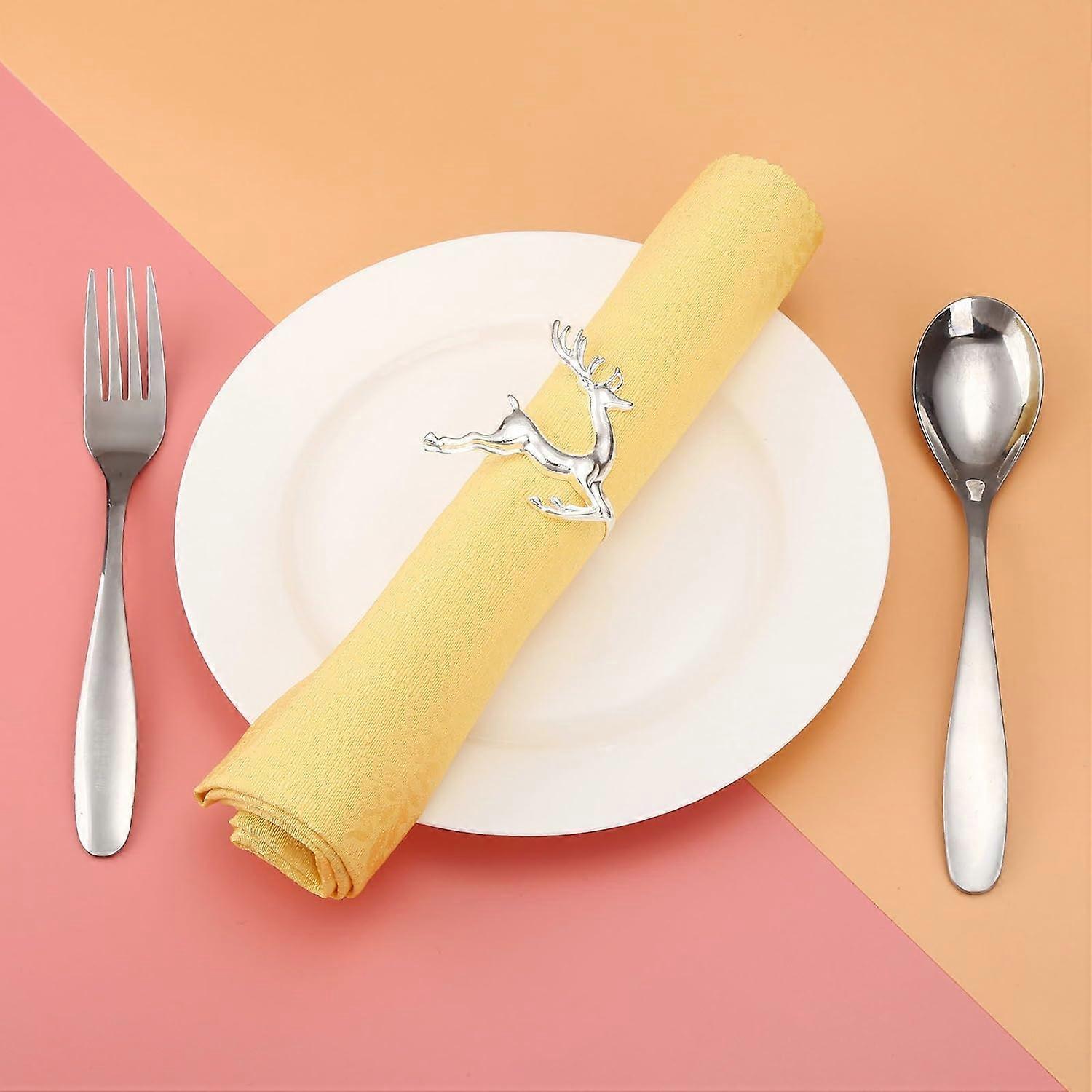 Christmas Deer Stag Napkin Rings Silver/Gold Alloy Napkin Buckle Holder Hotel Wedding Party