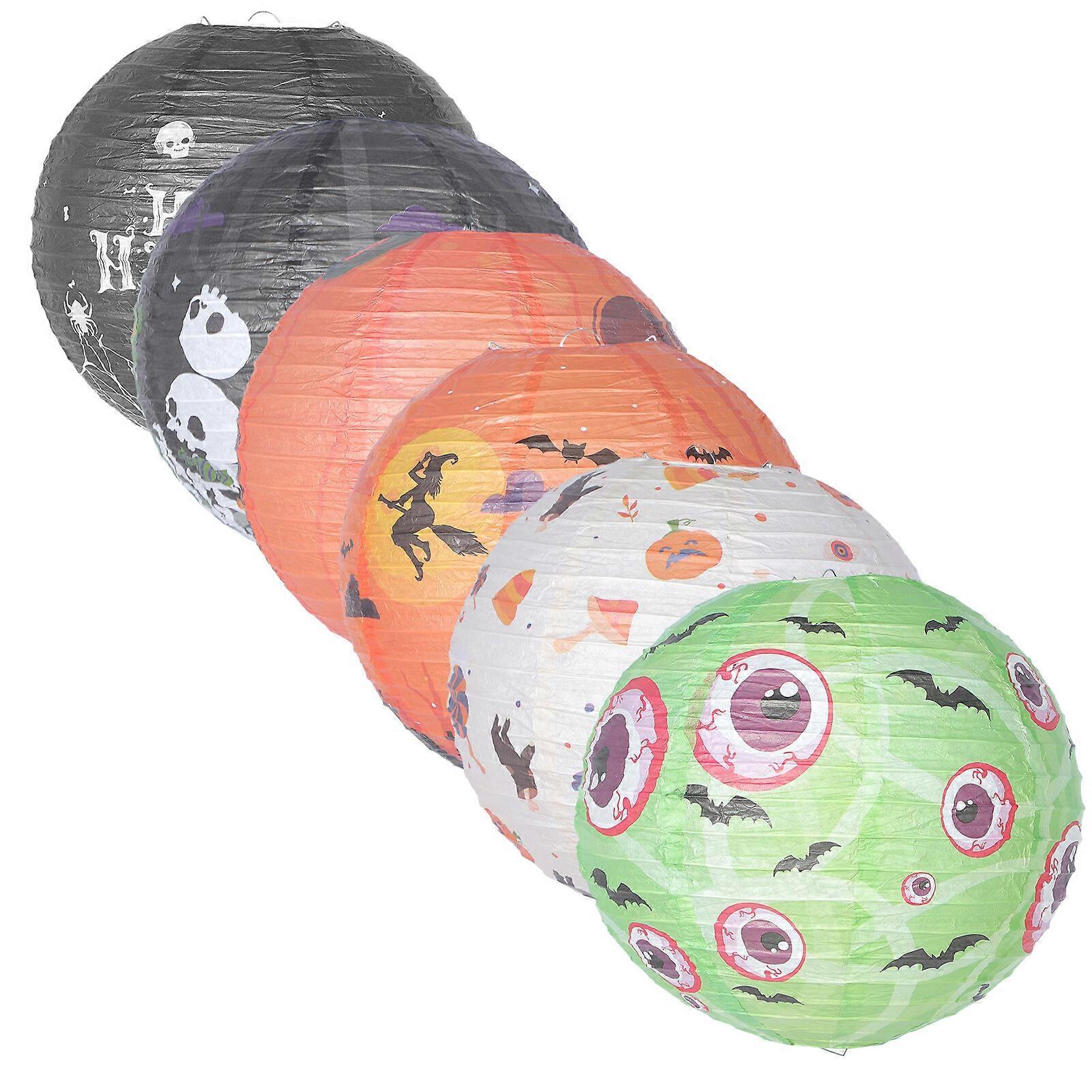 6Pcs Halloween Paper Lanterns Party Festival Paper Lantern Layout Round Paper Lantern