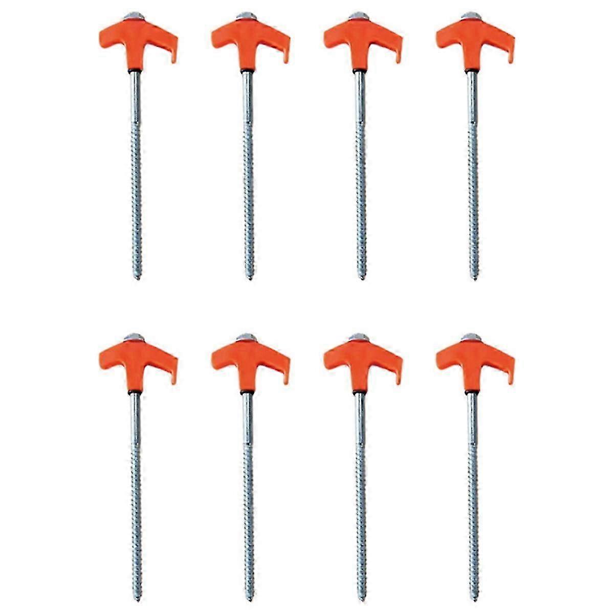 Ruuvaa telttapanokset - maa-ankkurit ruuvataan sisään, telttakiilat retkeilypanokset, metallikierteitetyt telttapiikit (8 kpl) oranssi