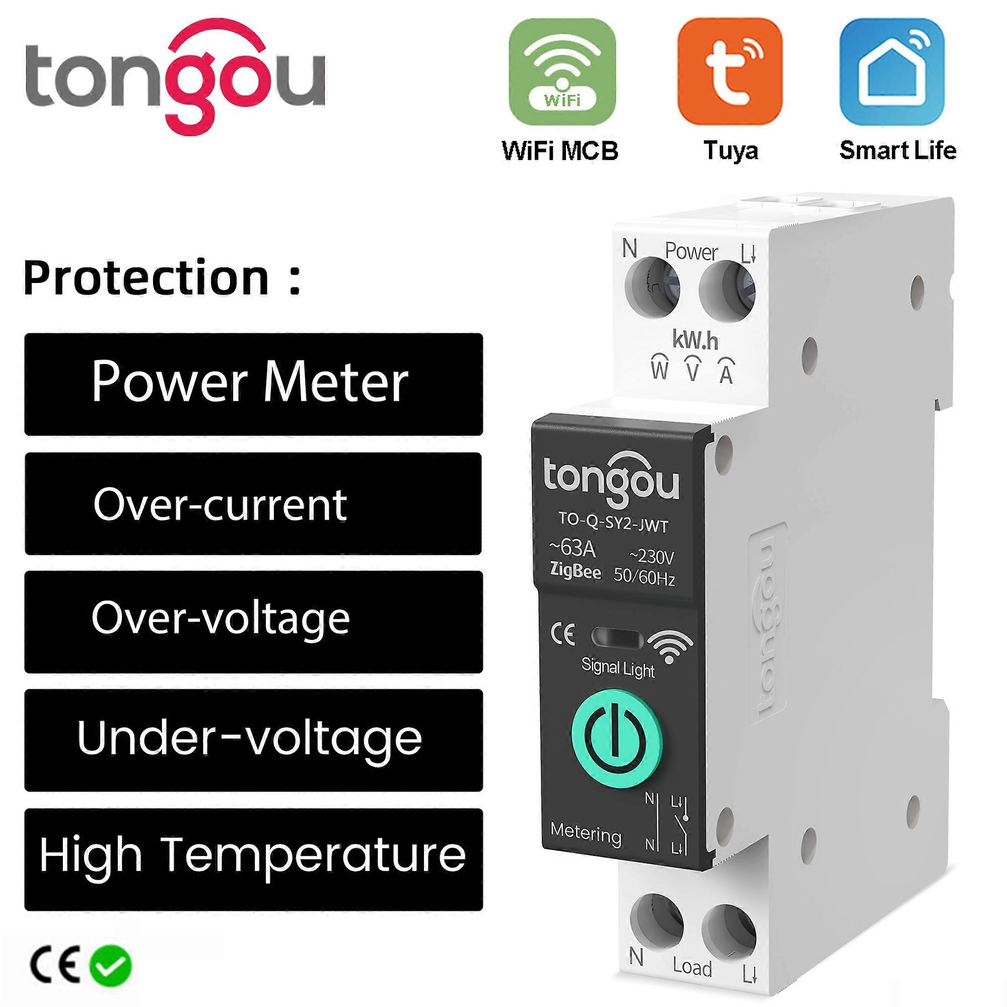 TUYA WiFi MCB Smart Circuit Breaker Over Current Under Voltage Protection With Metering 1-63A Wireless Remote Control Switch