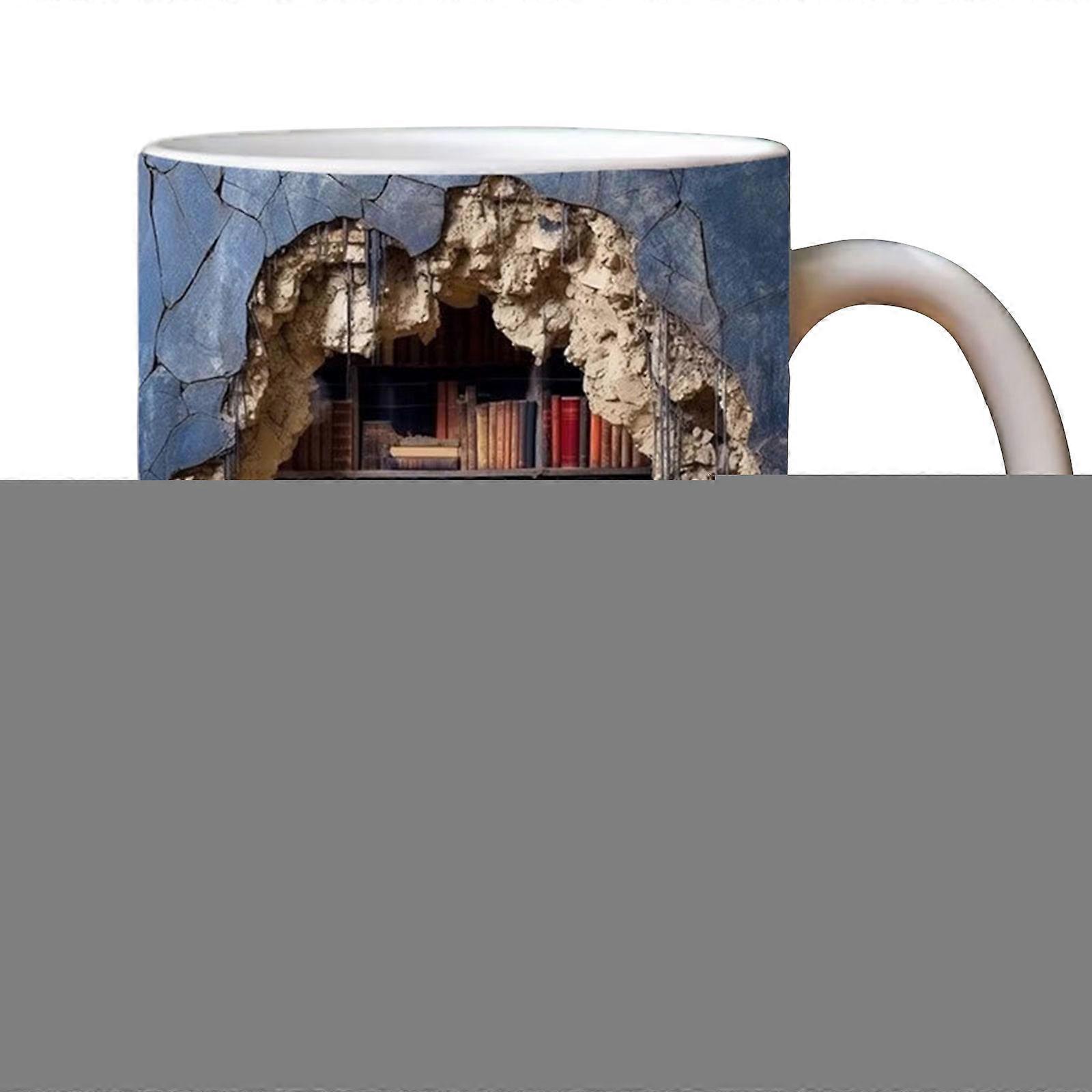 New Upgraded 3D Bookshelf MugA Library Shelf Cup